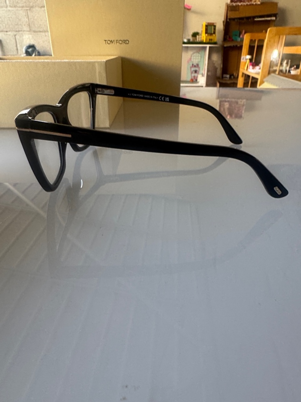 Tom Ford Blue Block Squared Cat Eye with Clip on Sun Shade - Case Set with Box - Picture 13 of 15